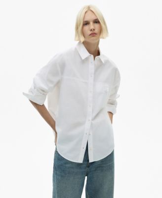 MANGO - Women's Decorative Button Cotton Shirt