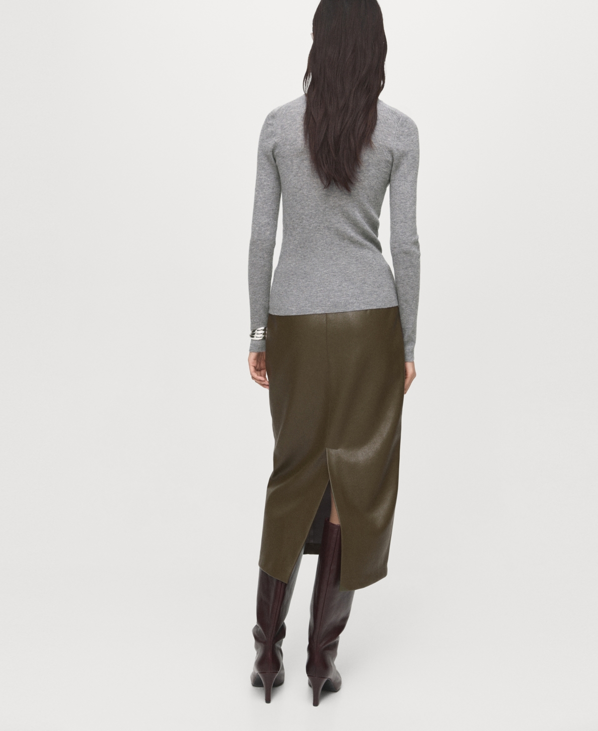 Mango Women's Turtleneck Wool Sweater In Gray