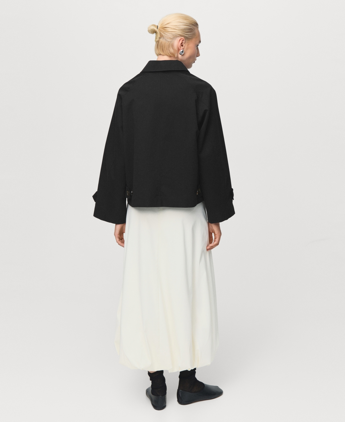 Mango Women's Epaulettes Detail Short Oversized Trench Coat In Black