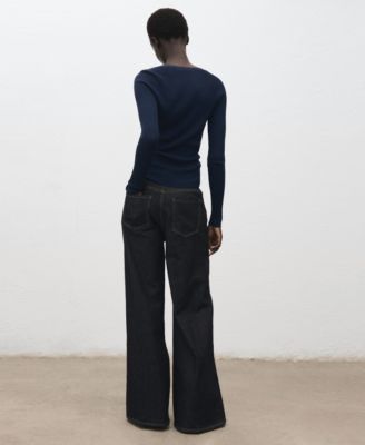 Women's V-Neck Ribbed Knit Sweater