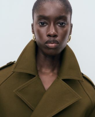 Women's Oversized Short Double-Breasted Trench Coat