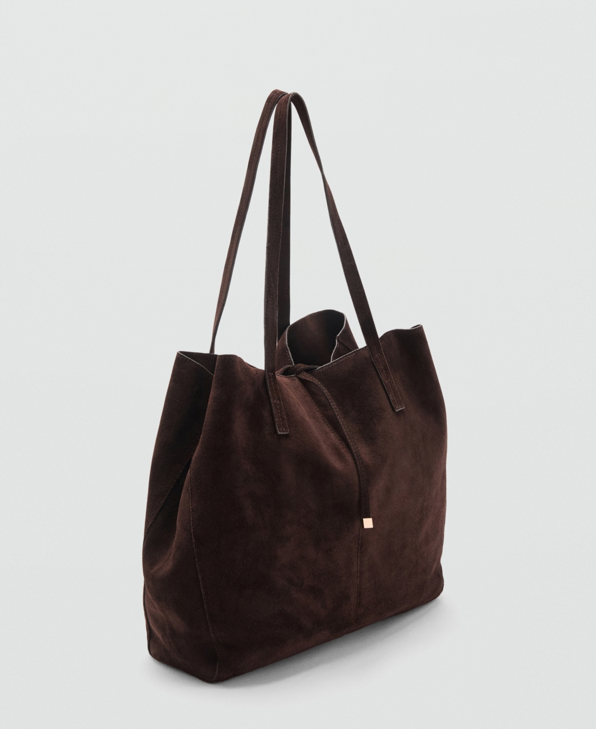 Mango Women's Suede Leather Shopper Bag In Brown