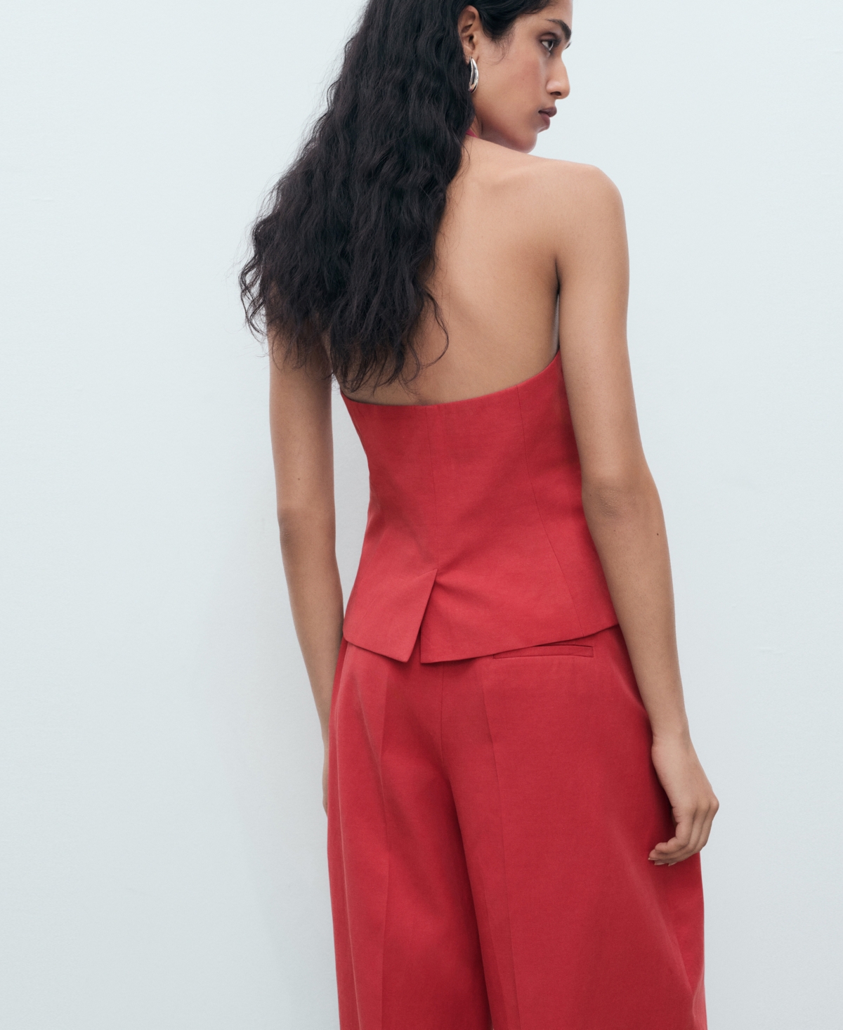 Mango Linen-blend Suit Vest In Red