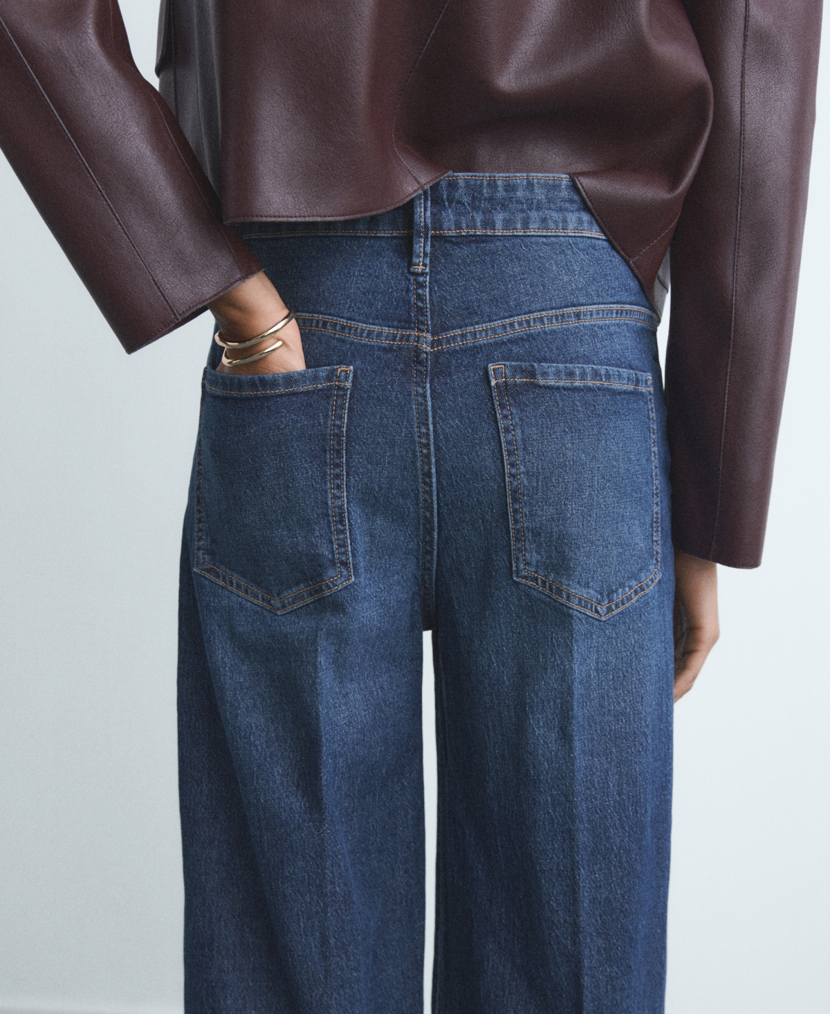Mango Elise High Waist Wide Leg Jeans In Blue