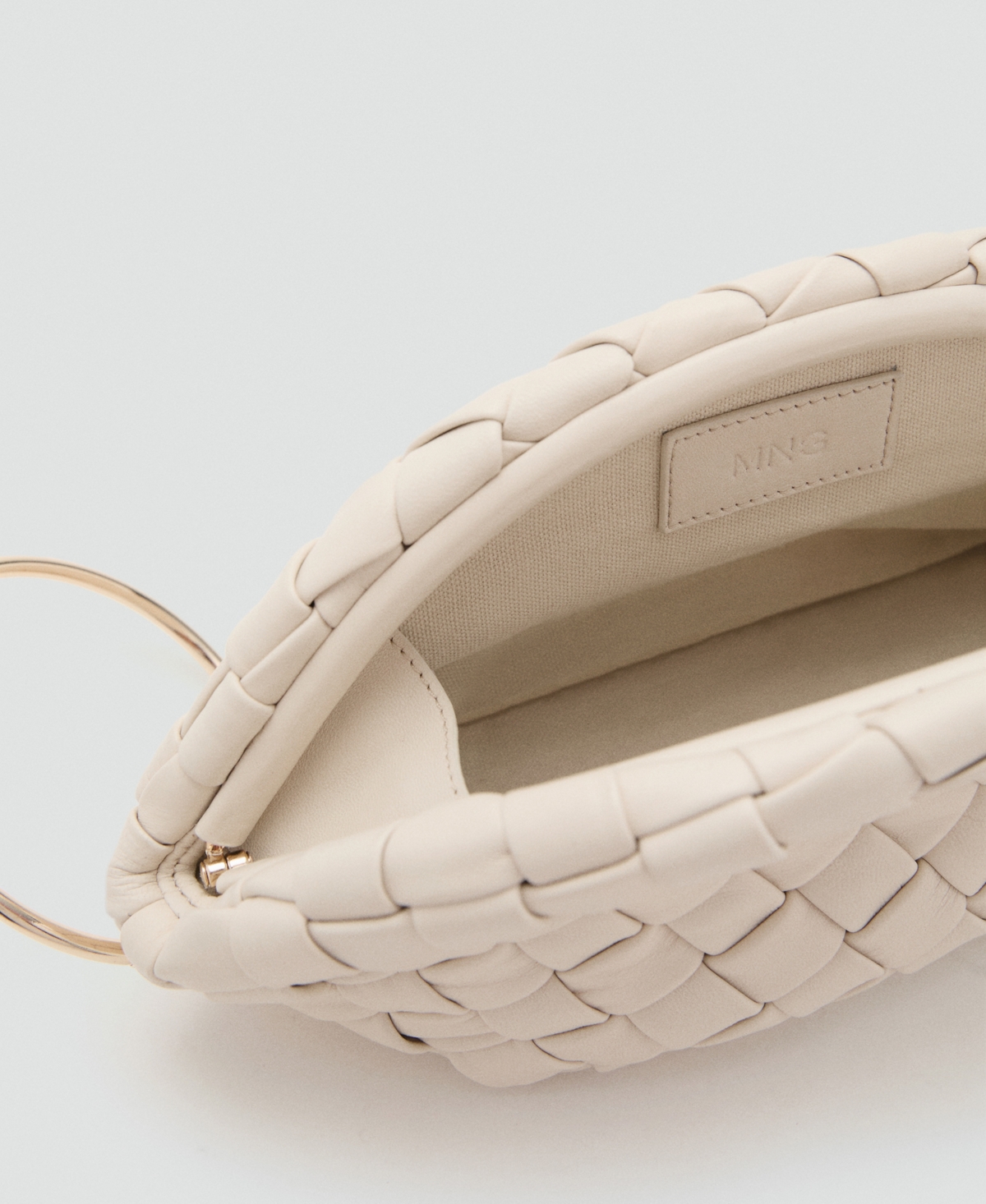 Mango Women's Braided Leather Clutch Bag In White