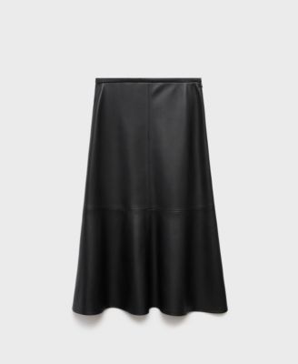 Women's Leather-Effect Midi Skirt