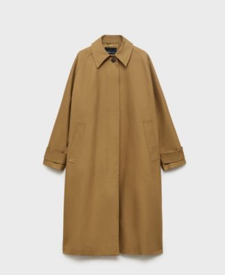 MANGO - Women's 100% Cotton Long Trench Coat