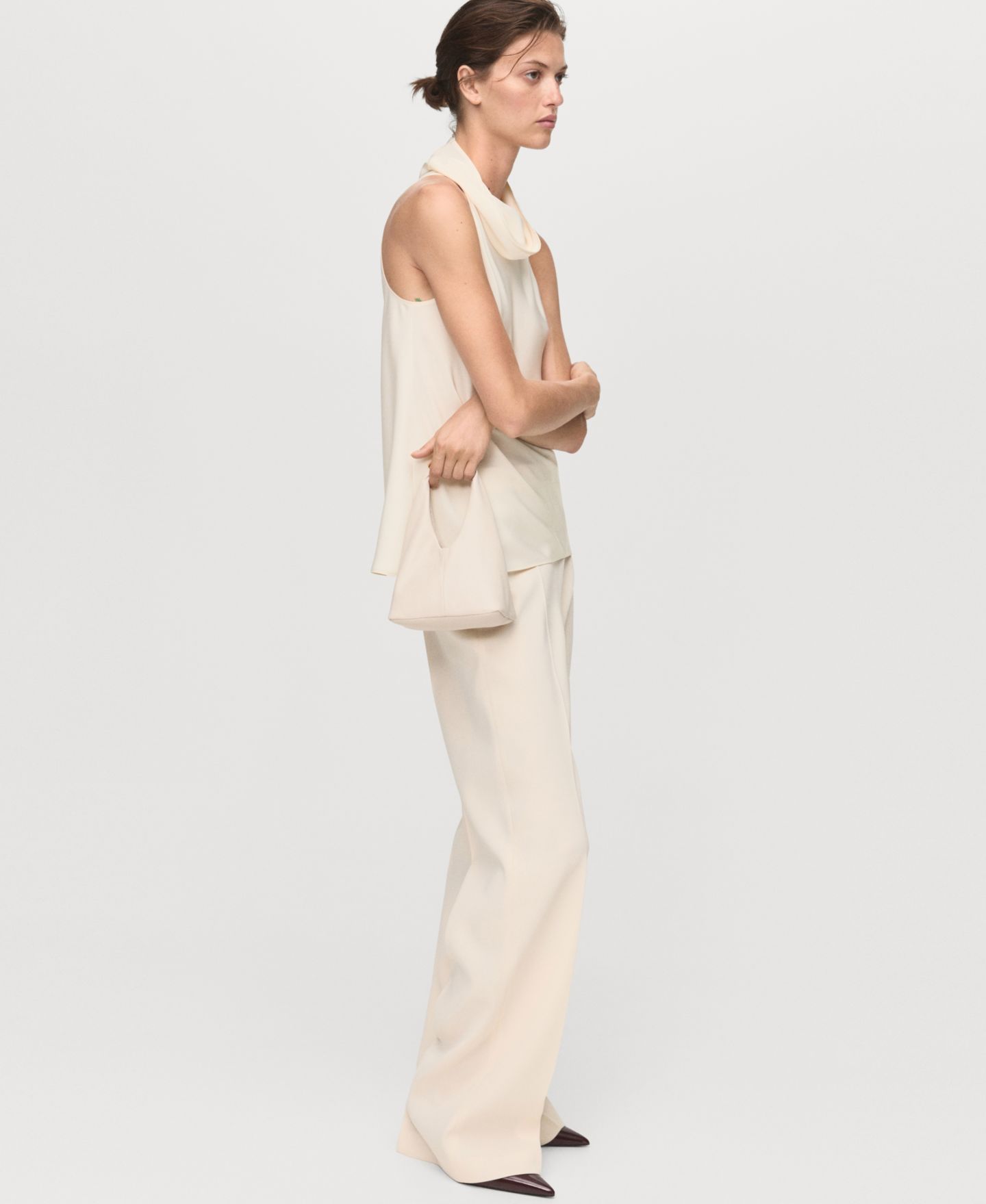 Женская блузка Mango Draped Neck, цвет: Экрю — фото 4