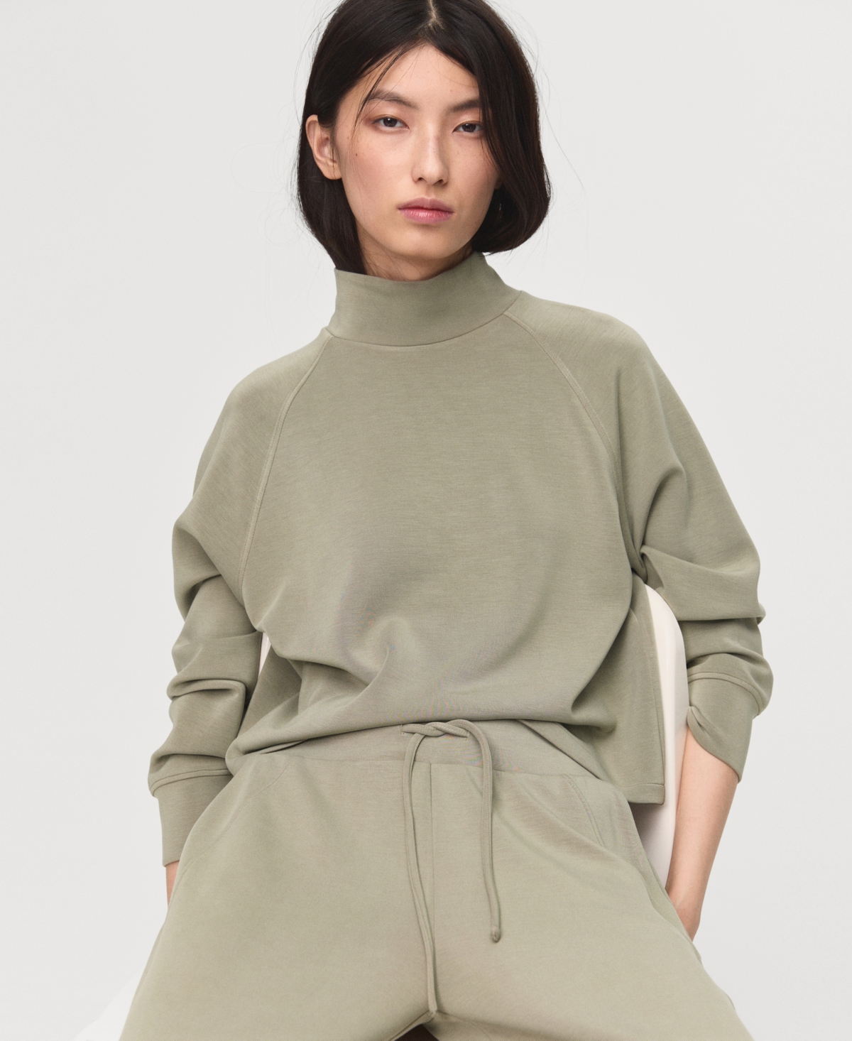 Mango Drawstring Jogger Trousers Khaki In Neutral