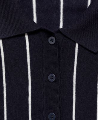 Women's Striped Polo-Neck Sweater