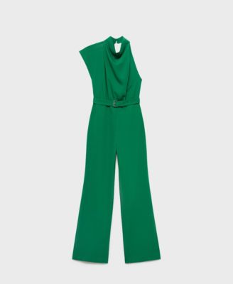 Women's Belted Asymmetrical Long Jumpsuit