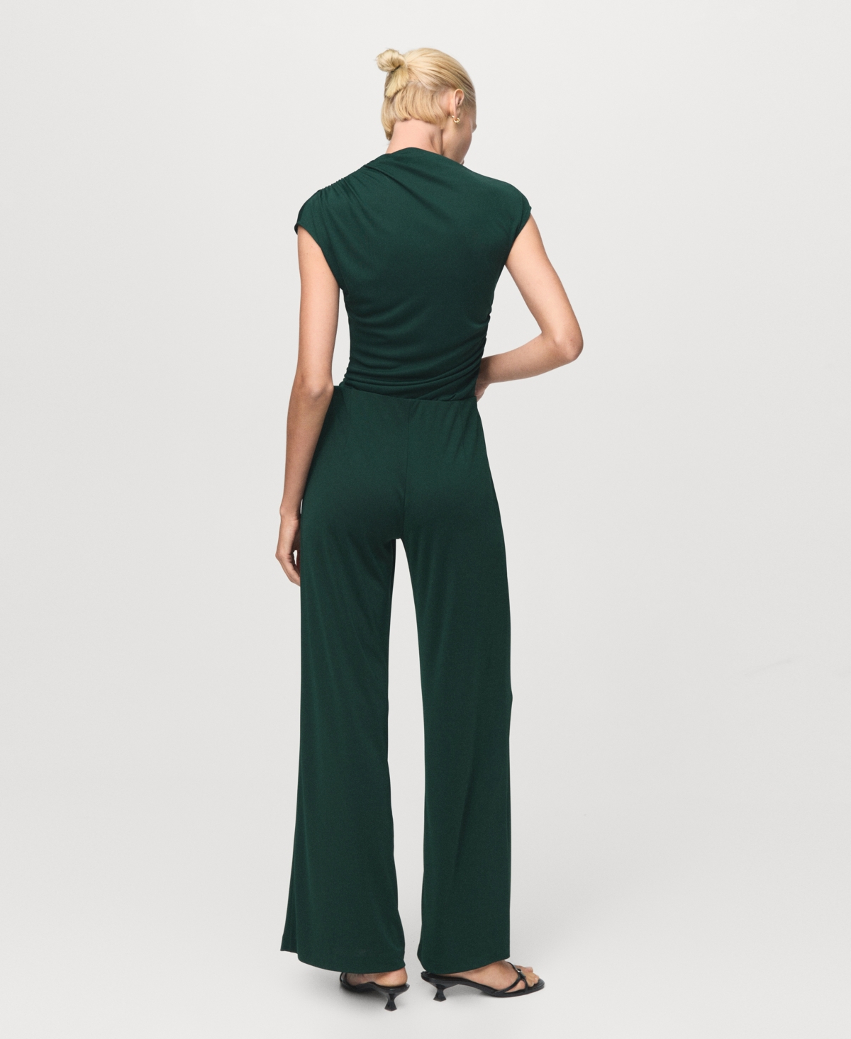 Mango Dart Palazzo Pants In Green