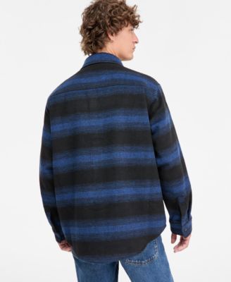 Men's Ebolt Striped Button-Front Shirt Jacket