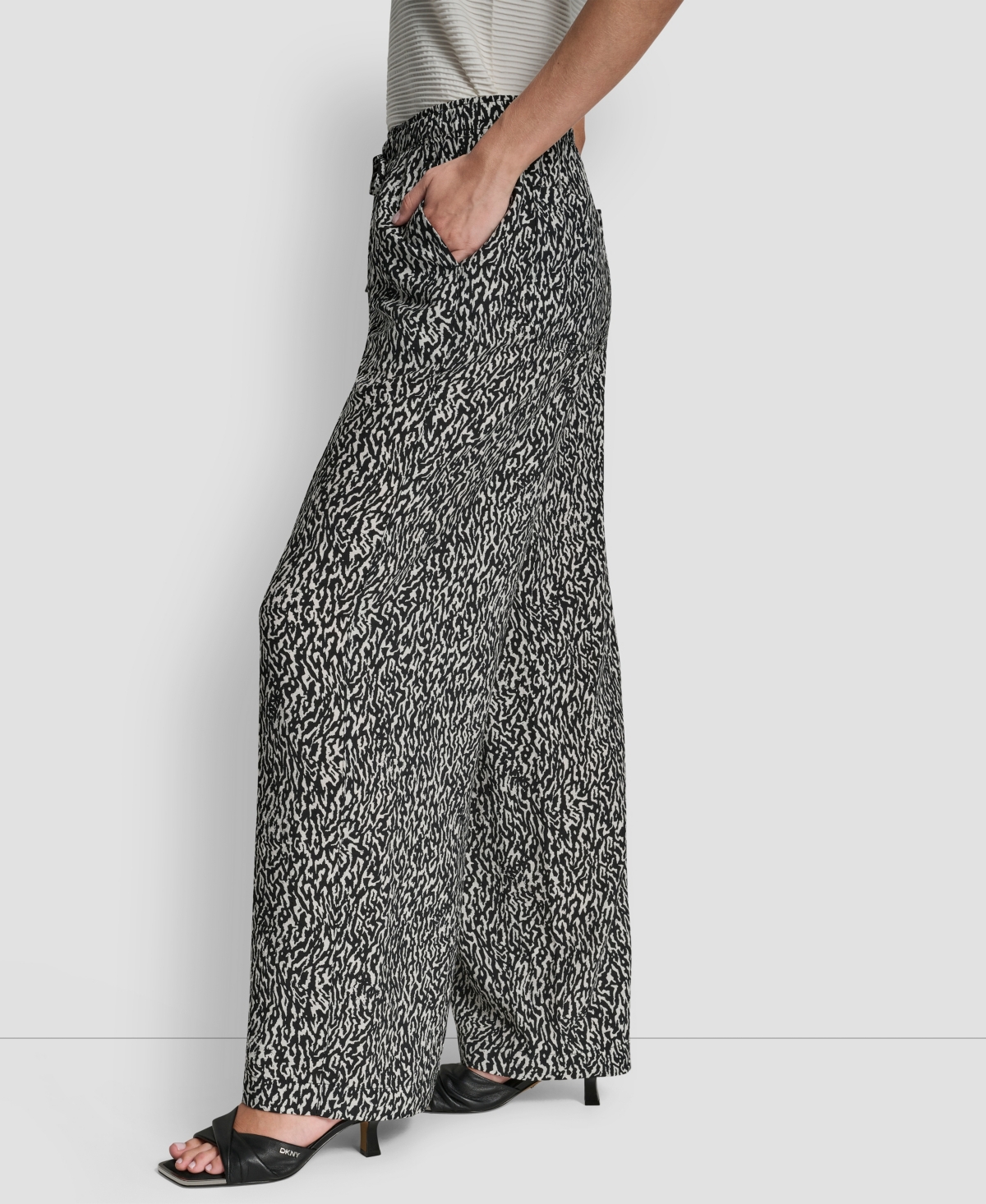 Dkny Women's Printed Straight Leg Pull-On Pants