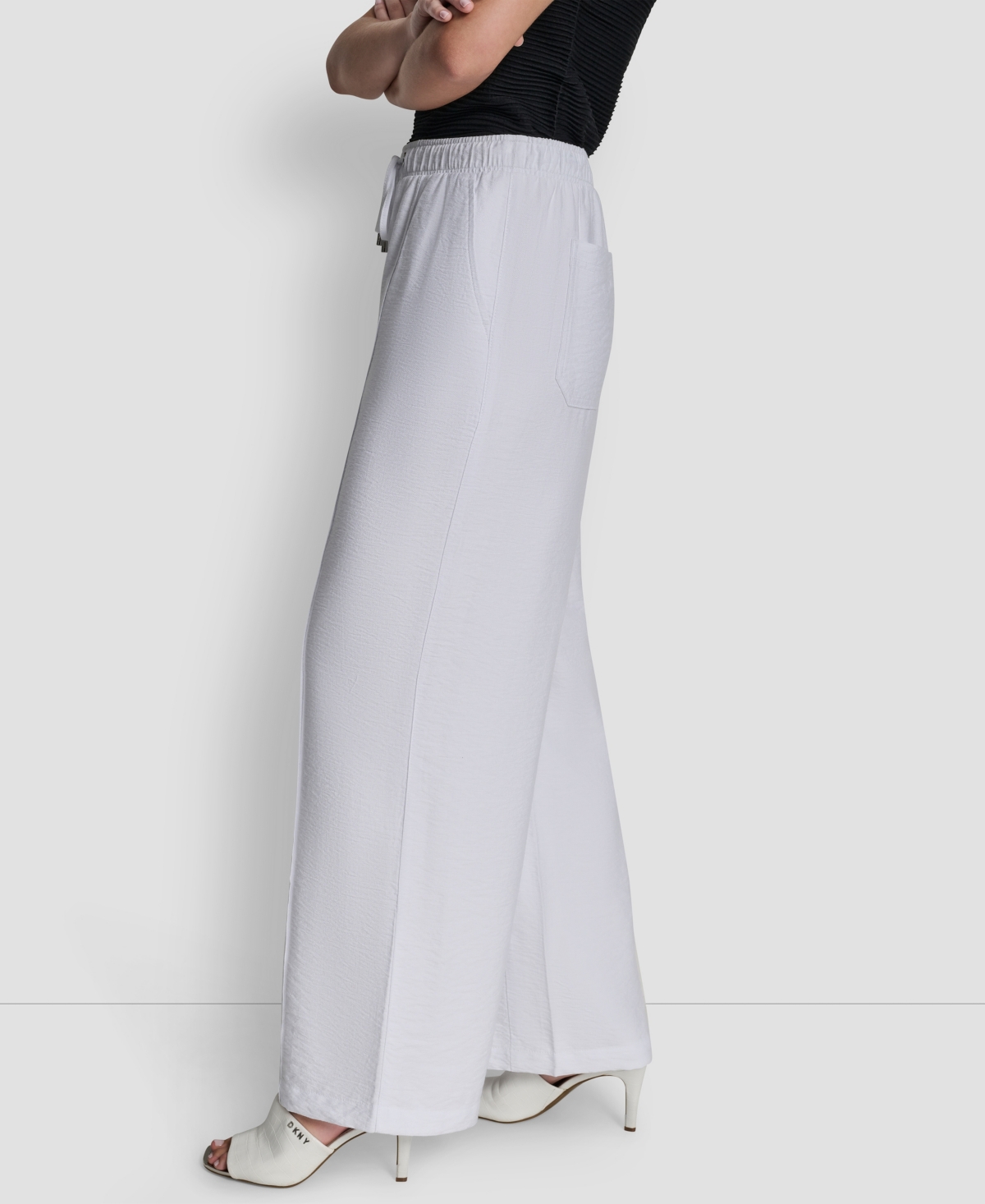 Dkny Women's Seam Crinkle Pull-on Pants In White