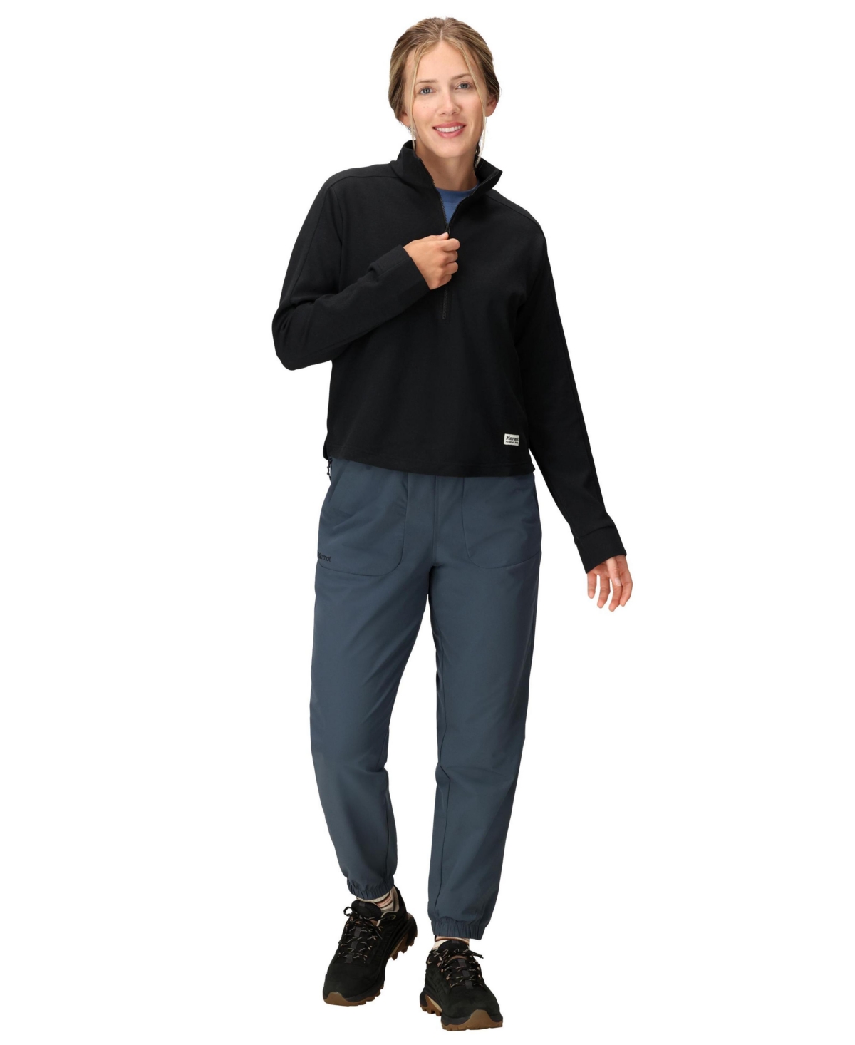Marmot Women's Half-zip Long Sleeve Sweatshirt In Black