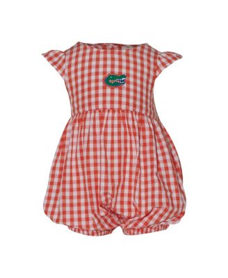 Garb - Girl's Baby Boys and Girls Orange Florida Gators Cara Gingham Ruffled Bodysuit