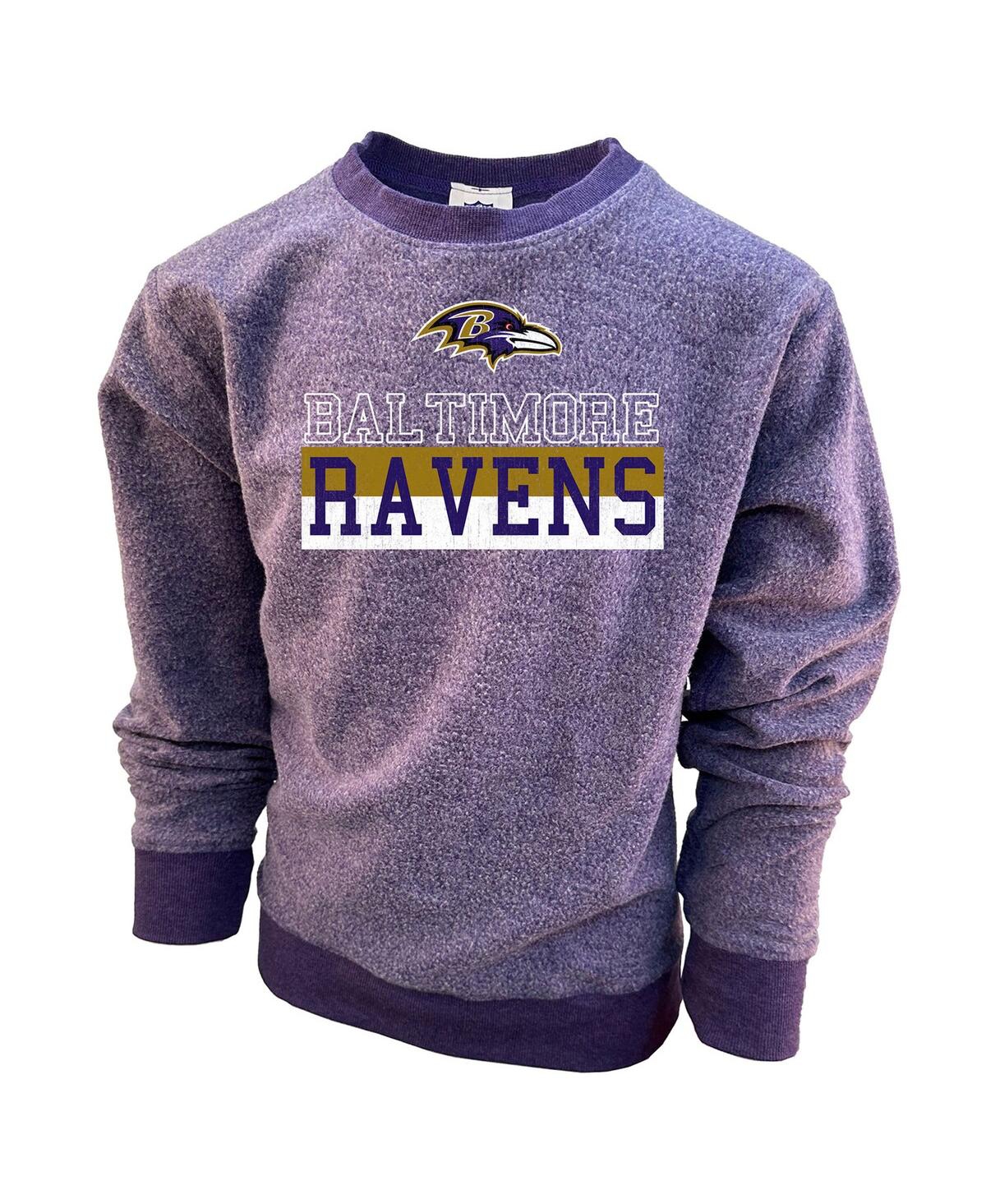 Wes & Willy Big Boys And Girls Purple Baltimore Ravens Reversible Fleece Pullover Sweatshirt In Purple