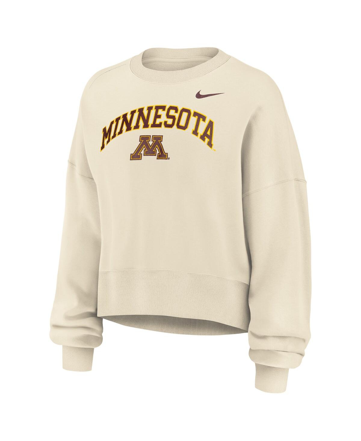 Nike Women's Natural Minnesota Golden Gophers Phoenix Fleece Oversized Cropped Sweatshirt In White