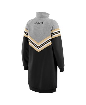 Women's Black/Heather Gray New Orleans Saints Chevron Stripe Dress
