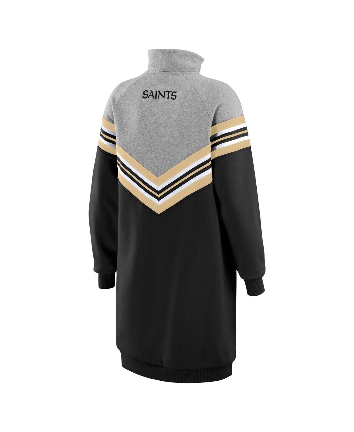 Wear By Erin Andrews Women's Black/heather Gray New Orleans Saints Chevron Stripe Dress In Multi
