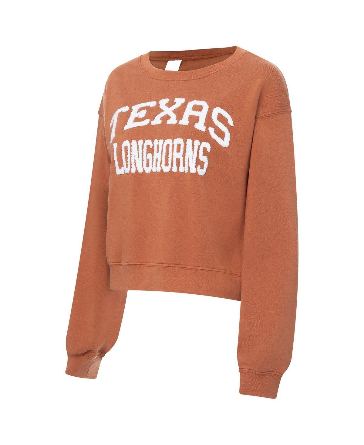 Zoozatz Women's Texas Orange Texas Longhorns Chenille Cropped Sweatshirt In Orange