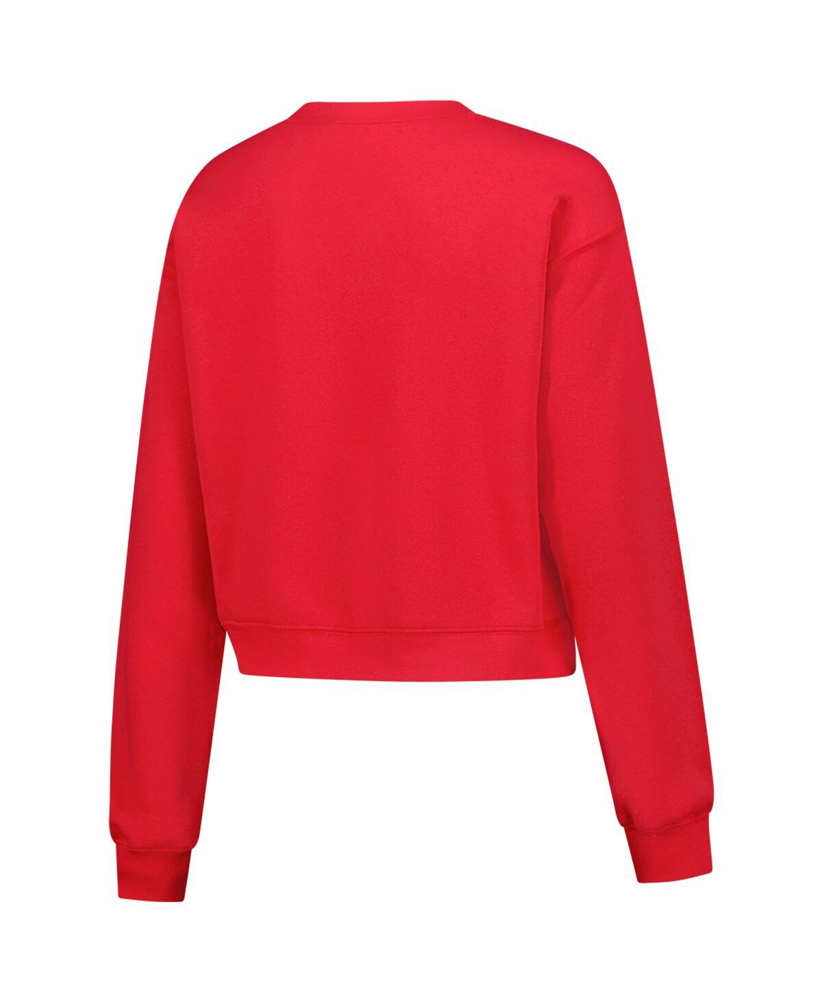 Zoozatz Women's Scarlet Ohio State Buckeyes Chenille Cropped Sweatshirt In Red