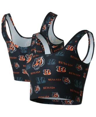 Concepts Sport - Women's Black Cincinnati Bengals Mosaic Allover Print Bralette