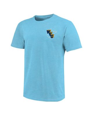 Men's Light Blue West Virginia Mountaineers Throwback Retro Badge Script T-Shirt