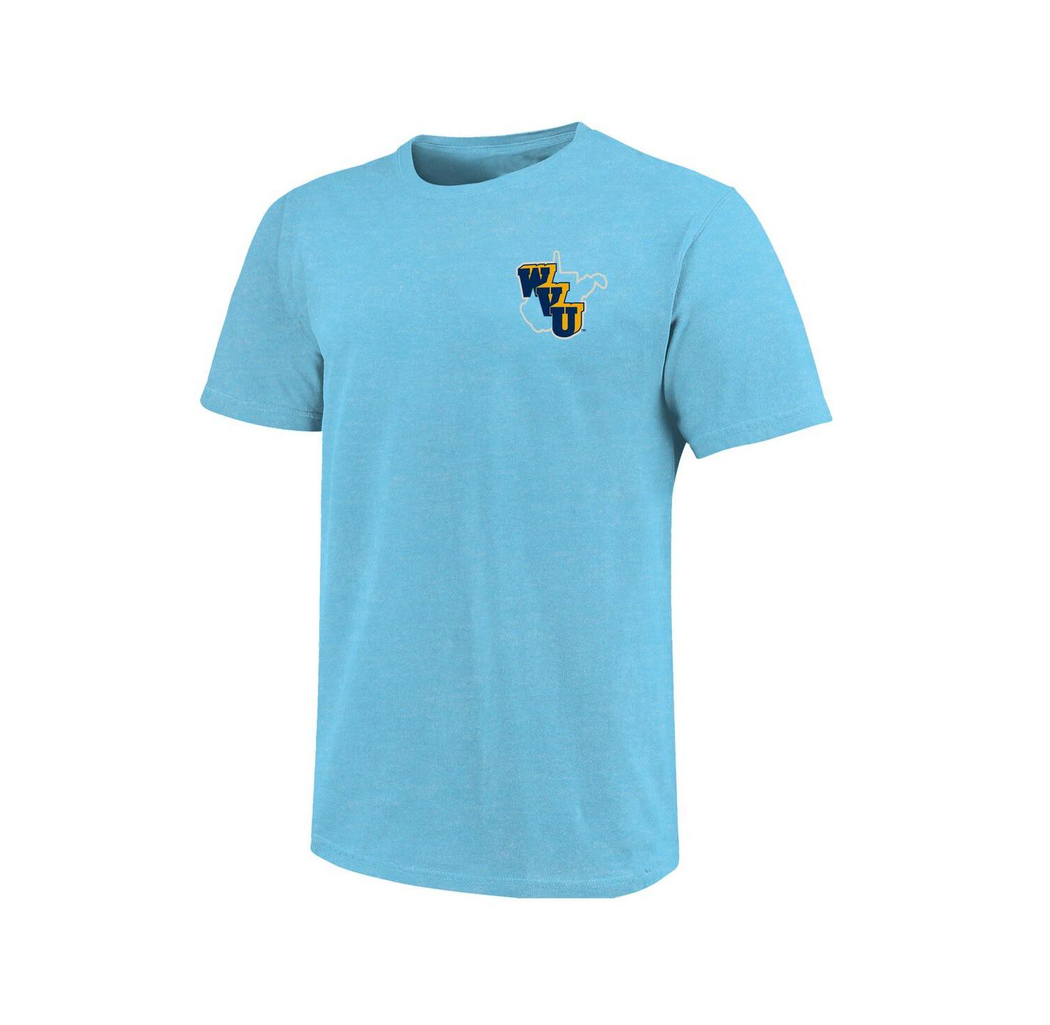 Men's Light Blue West Virginia Mountaineers Throwback Retro Badge Script T-Shirt