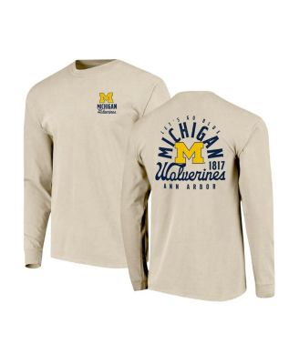 Men's Natural Michigan Wolverines Comfort Colors Mascot Overlay Long Sleeve T-Shirt