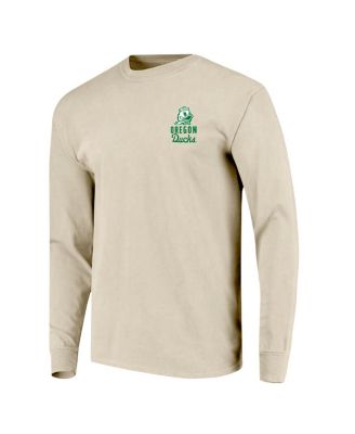 Men's Natural Oregon Ducks Comfort Colors Mascot Overlay Long Sleeve T-Shirt