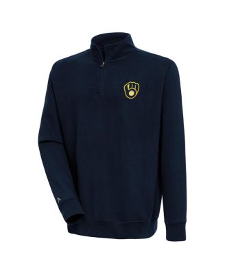 Men's Navy Milwaukee Brewers Victory Quarter-Zip Pullover Sweatshirt
