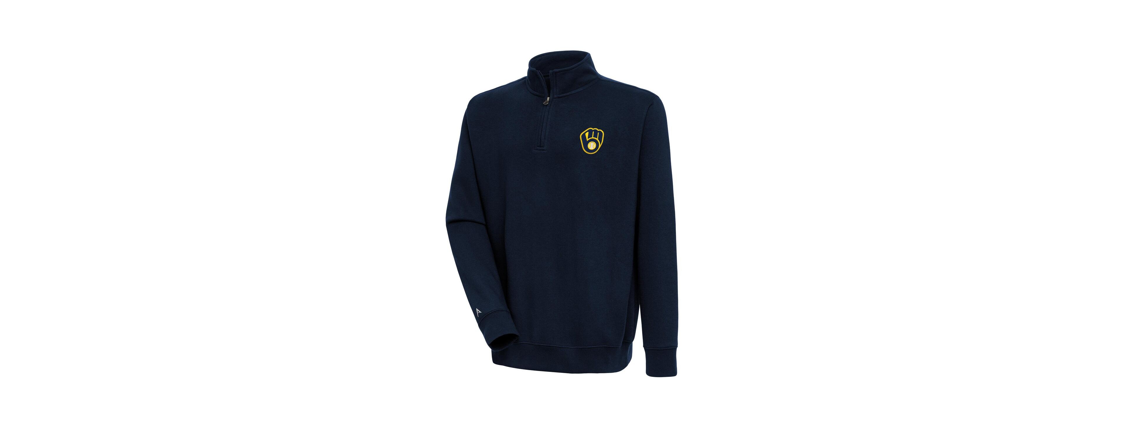 Antigua Men's Navy Milwaukee Brewers Victory Quarter-Zip Pullover Sweatshirt