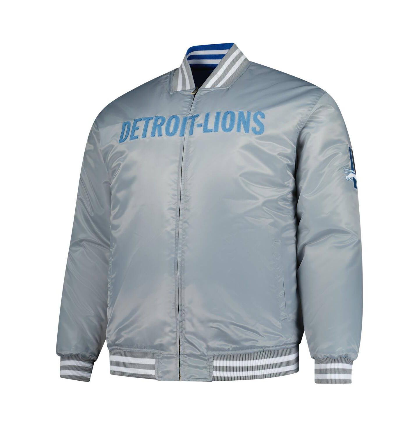 Мужская куртка Mitchell & Ness Blue/Silver Detroit Lions Big & Tall Throwback Reversible Full-Zip — фото 2
