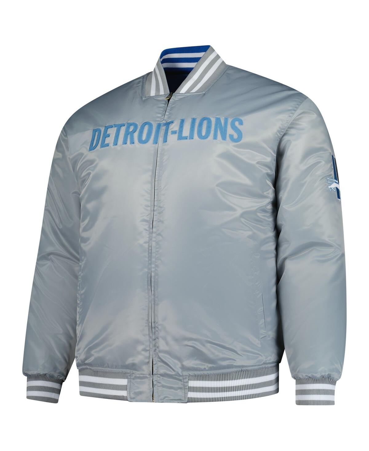 Mitchell & Ness Men's Blue/silver Detroit Lions Big Tall Throwback Reversible Full-zip Jacket In Blue