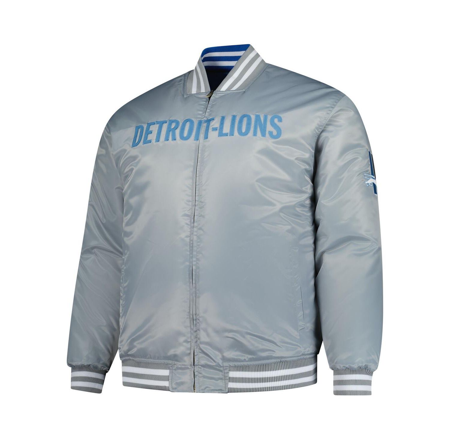Men's Blue/Silver Detroit Lions Big & Tall Throwback Reversible Full-Zip Jacket
