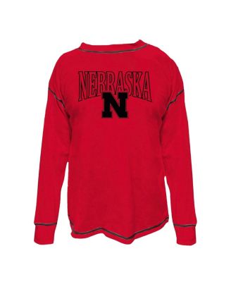 Fanatics - Women's Scarlet Nebraska Huskers Plus Size Contrast Stitch Sweatshirt