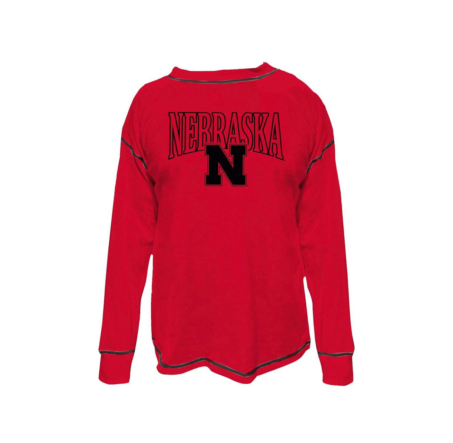 Women's Scarlet Nebraska Huskers Plus Size Contrast Stitch Sweatshirt