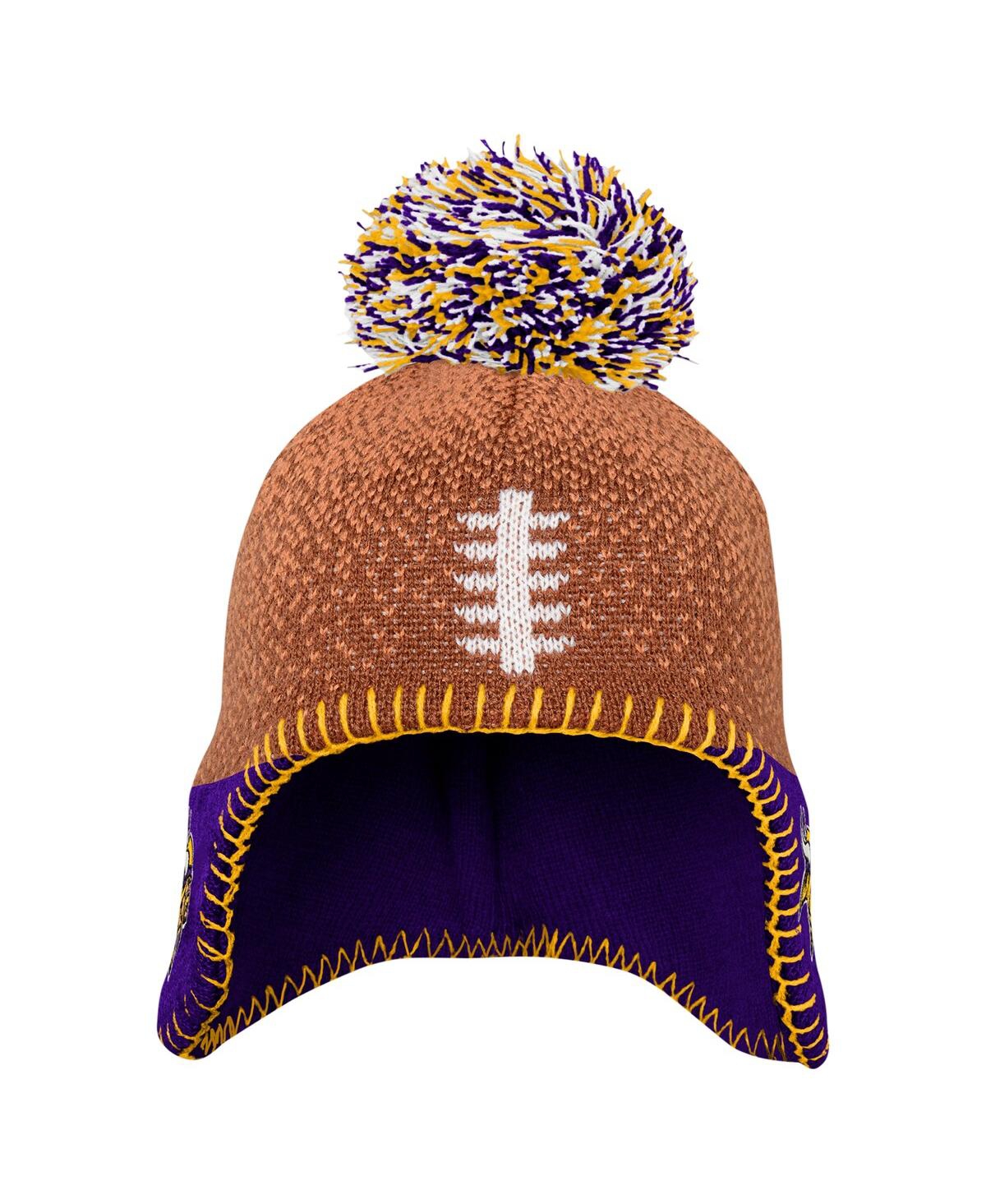 Outerstuff Baby Boys and Girls Brown Minnesota Vikings Football Head Pom with Knit Hat