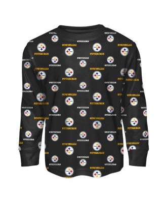 Toddler 2-Piece Black Pittsburgh Steelers All-Over-Print Long Sleeve T-Shirt and Pants Sleep Set