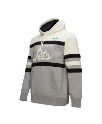 Men's&nbsp;Heather Gray New York Jets Head Coach Vintage Logo Pullover Hoodie