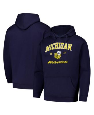 League Collegiate Wear - Men's Navy Michigan Wolverines Arch Script Essential Fleece 2.0 Pullover Hoodie