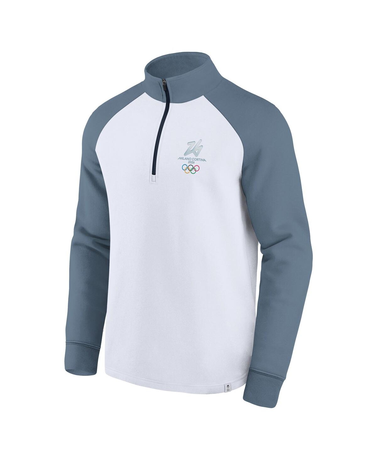 Fanatics Men's White Milano Cortina 2026 Winter Olympics Color Block Raglan Quarter-zip Sweatshirt In Multi