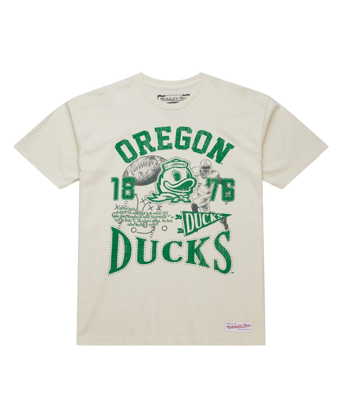 Mitchell & Ness Men's Cream Oregon Ducks Heritage Scholar T-shirt In Neutral