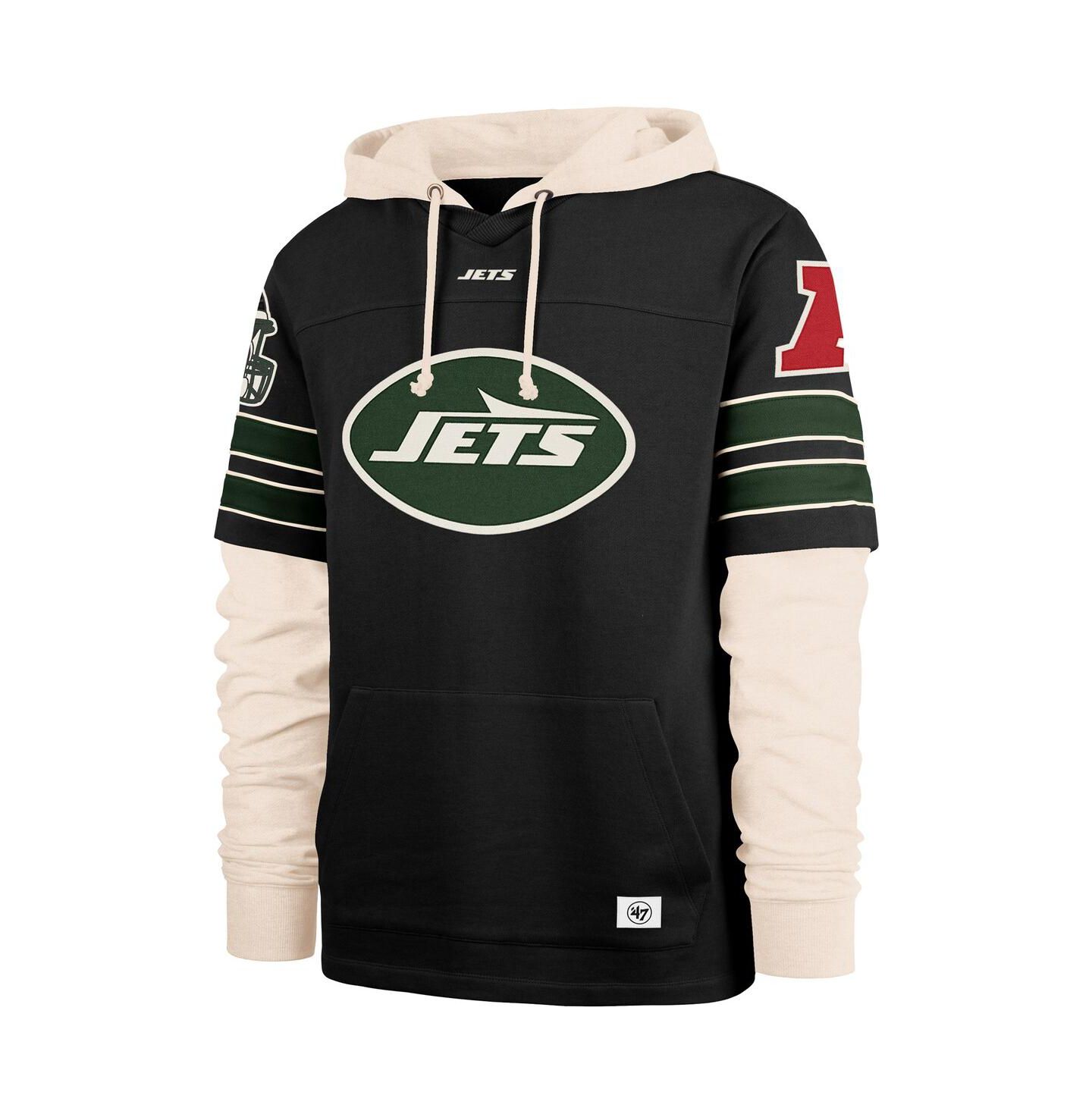 Мужские худи '47 Brand Black New York Jets Split Zone Cornerback Duo — фото 2