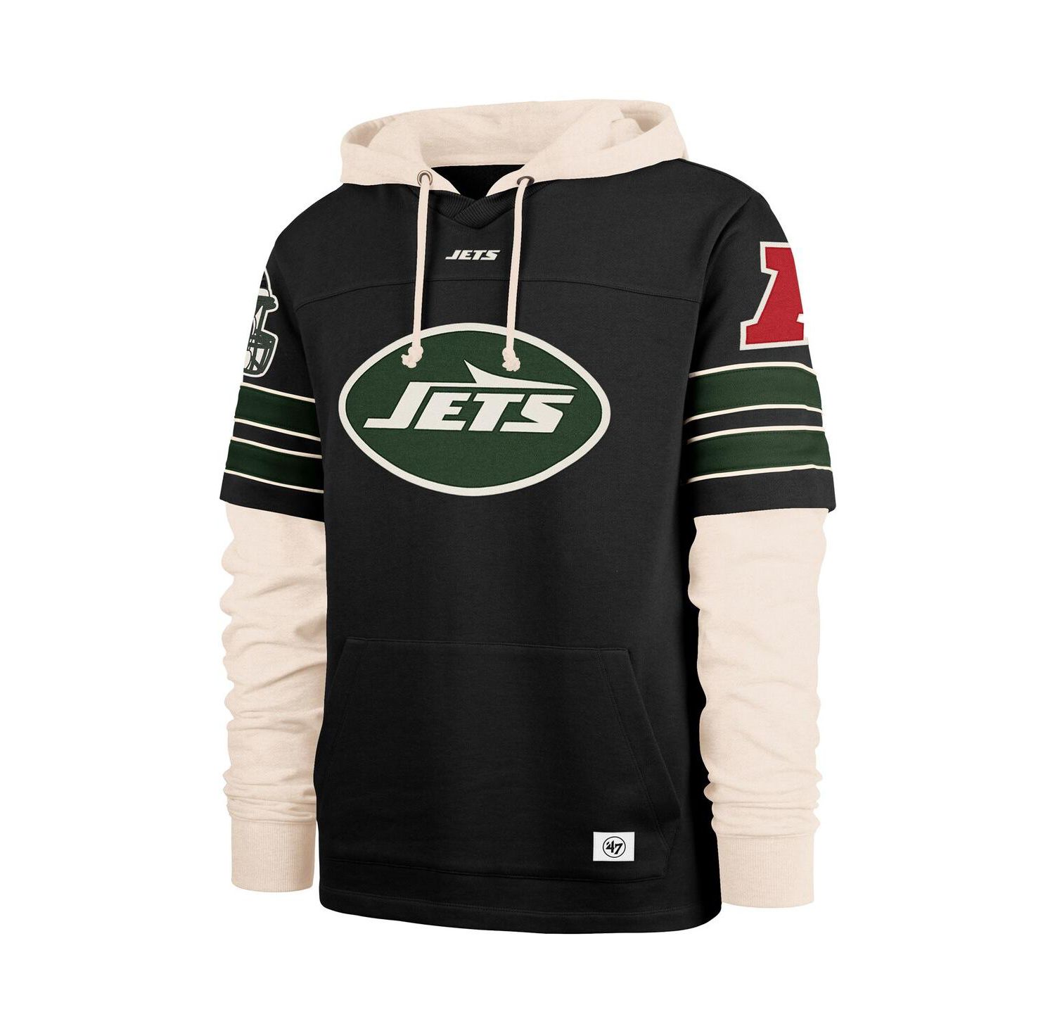 Men's Black New York Jets Split Zone Cornerback Duo Hoodie