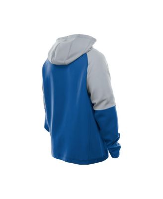 Men's Blue Detroit Lions Combine Authentic Color Block Raglan Pullover Hoodie