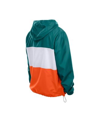 Men's Aqua Miami Dolphins Ripstop Quarter-Zip Hooded Windbreaker