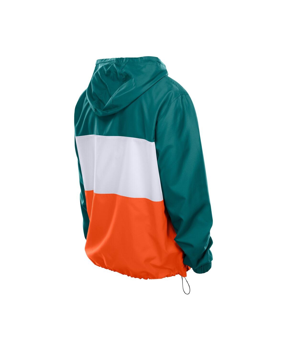 New Era Men's Aqua Miami Dolphins Ripstop Quarter-zip Hooded Windbreaker In Multi